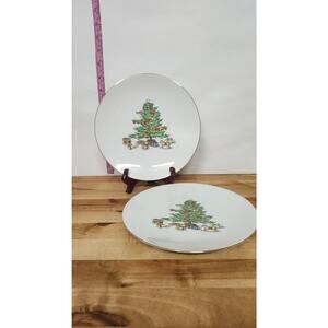 Pair of Tienshan China Holiday Hostess Japan 8 1/4 inch dessert plates